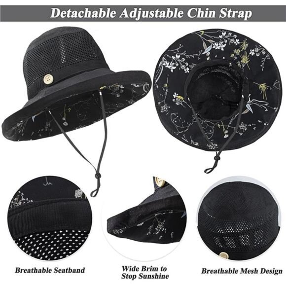 Women\'s Summer Mesh Sun Hat UV Protection Wide Brim Packable Beach Bucket Hat main image 4